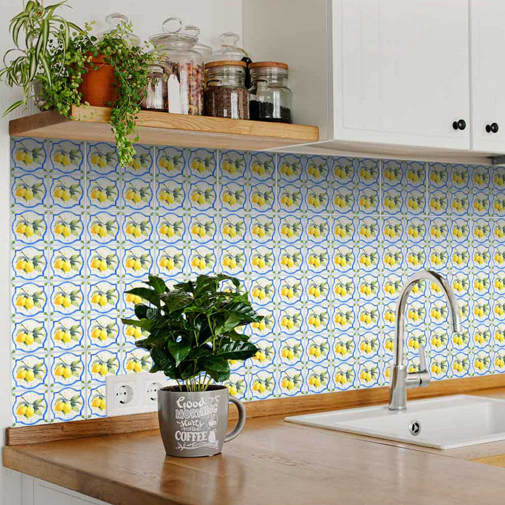 Lemon design Tile Stickers pattern for kitchen wall Rustic Sorrento Model - L05