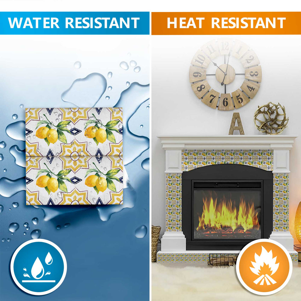 Vintage lemon Yellow and White Backsplash peel and stick Tile stickers Model - L06