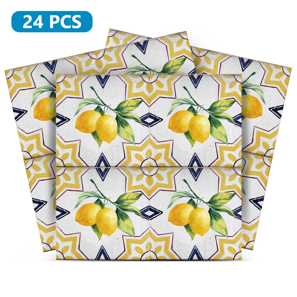 Vintage lemon Yellow and White Backsplash peel and stick Tile stickers Model - L06