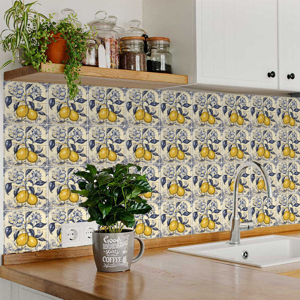 Vintage Lemon Rustic Tile Stickers Sorrento for kitchen wall tiles Model - L25