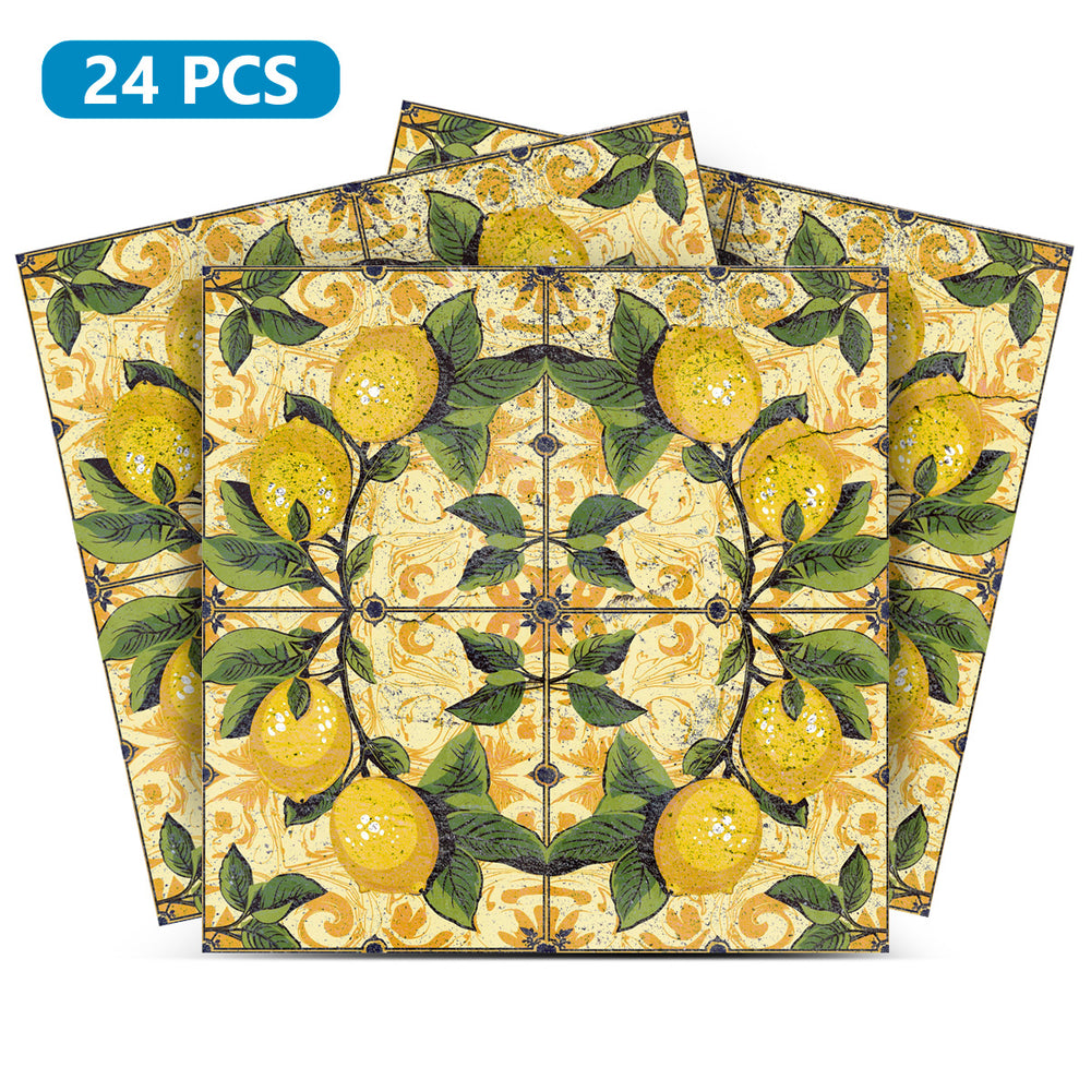 Lemon Italian Capri Spirit Green and Yellow Backsplash Tile Stickers Model - L41