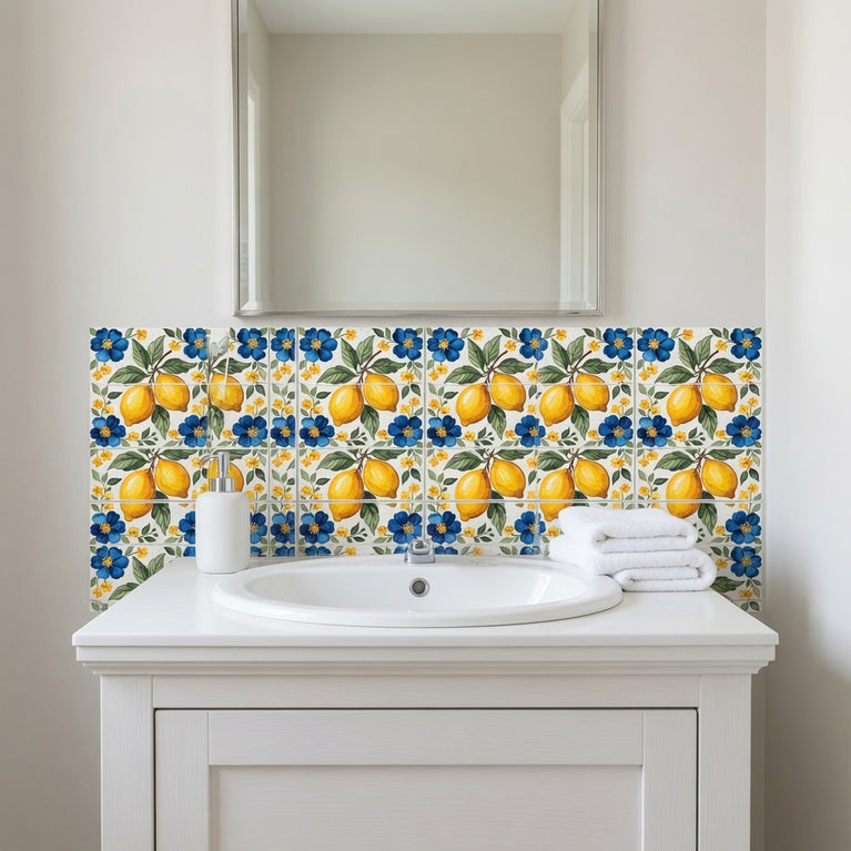 Mediterranean Lemon Backsplash Tile Stickers, Amalfi Coast Lemon Backsplash- L76