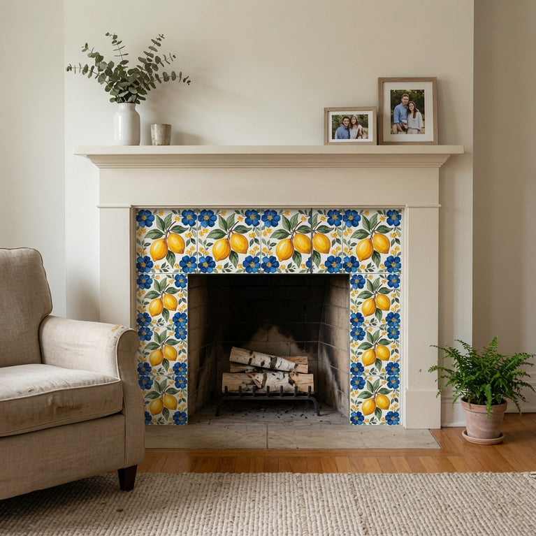 Mediterranean Lemon Backsplash Tile Stickers, Amalfi Coast Lemon Backsplash- L76