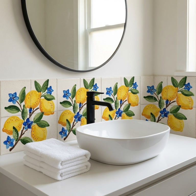 Mediterranean Lemon Backsplash Tile Stickers, Amalfi Coast Lemon Backsplash- L77