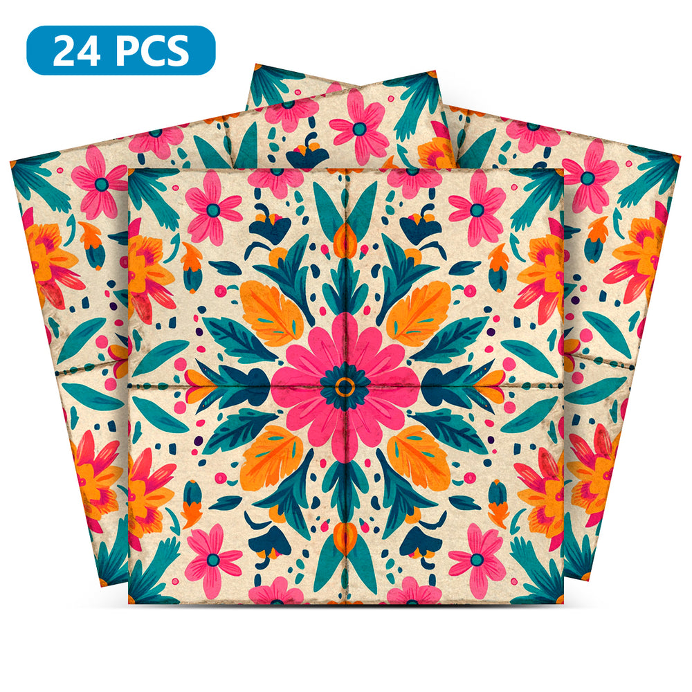 Floral Vintage Colorful Retro Design Multicolor beautiful backsplash Model - L81