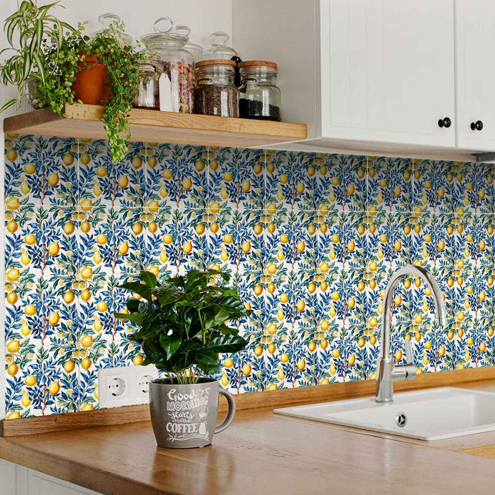 Lemon Vintage Retro Painting Tile Stickers Easy to install for home décor Model - L14