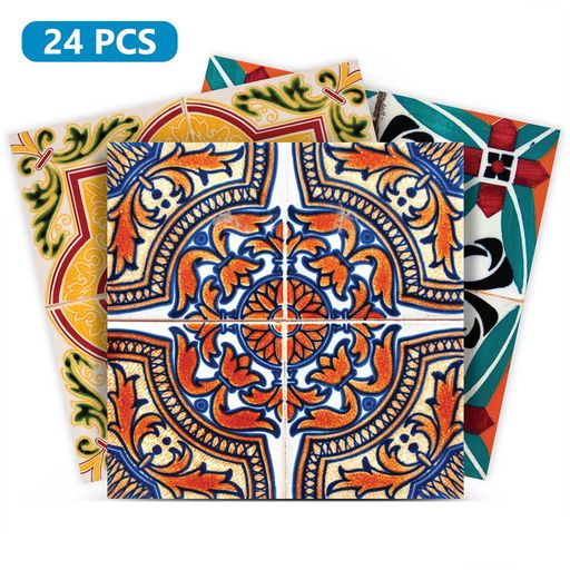 Vintage colorful backsplash Mexican Tile Stickers for kitchen tiles renovation Model - HA7