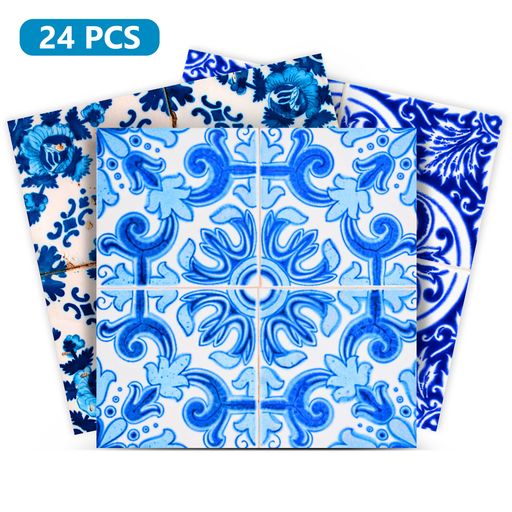 Blue beautiful Bathroom backsplash DIY different patterns Tile Stickers Model - H73