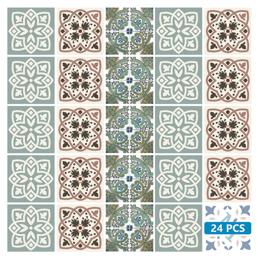 Green and Brown backsplash Décor Tile Stickers for kitchen renovation Model - N22