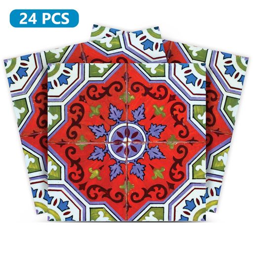 Red and Green pop of color Tile Stickers easy to install yourself Model - H3