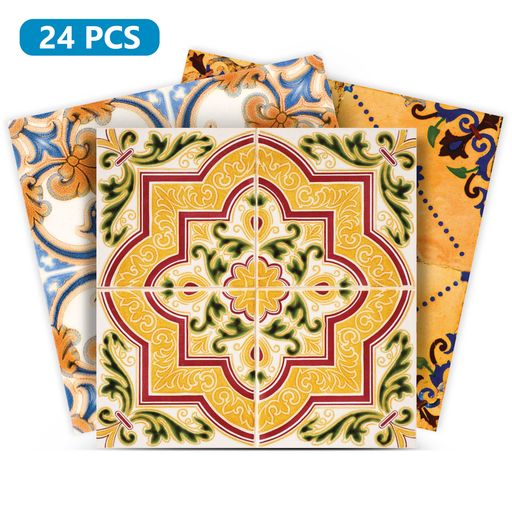 Multiple patterns Mexican Orange shades beautiful kitchen Tile Stickers Model - H71