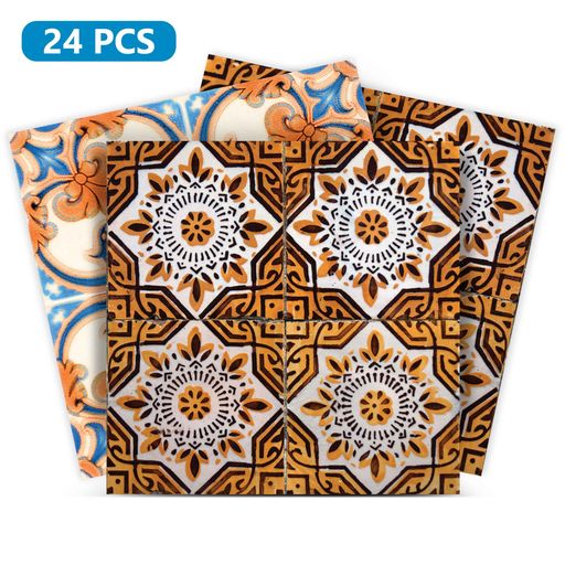 Two patterns Orange Mexican backsplash easy installation Removable Tile Stickers Model- H211