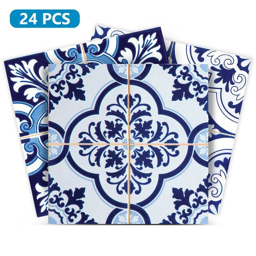 Different pattern blue bathroom backsplash Tile Stickers Model - H75