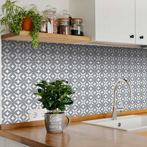 Trendy Peel and Stick Gray and White kitchens design Tile Stickers Model - B51