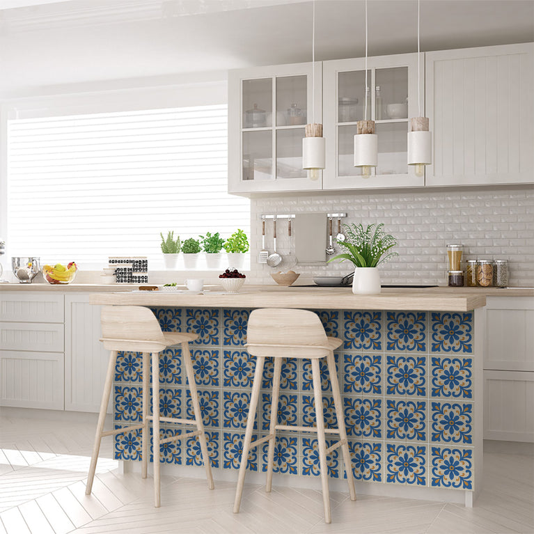 Authentic Pattern Style Blue and GoldLook renovate your kitchen Model - R107