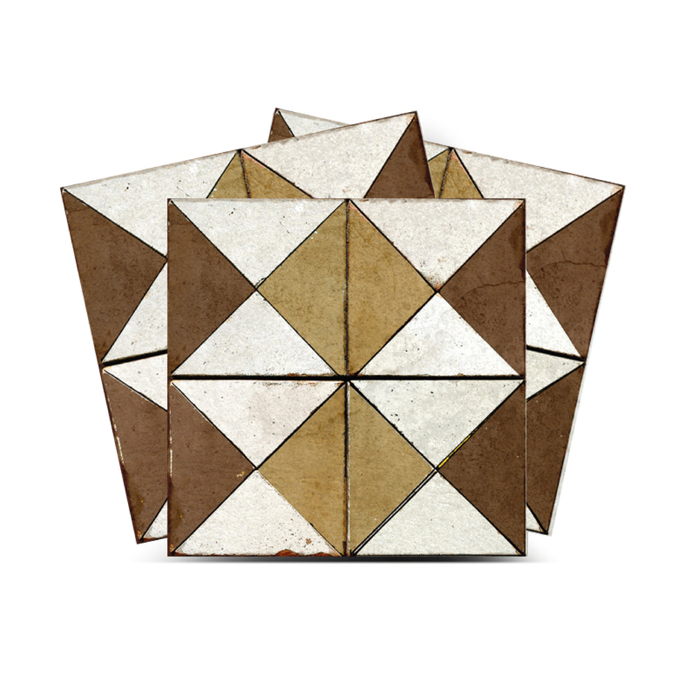 Brown Gold Vintage Rhombus Rustic Tile Stickers Design Model - R108