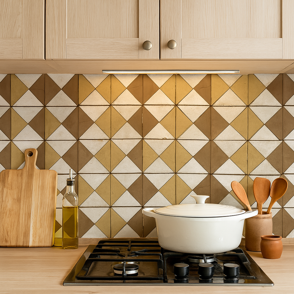 Brown Gold Vintage Rhombus Rustic Tile Stickers Design Model - R108