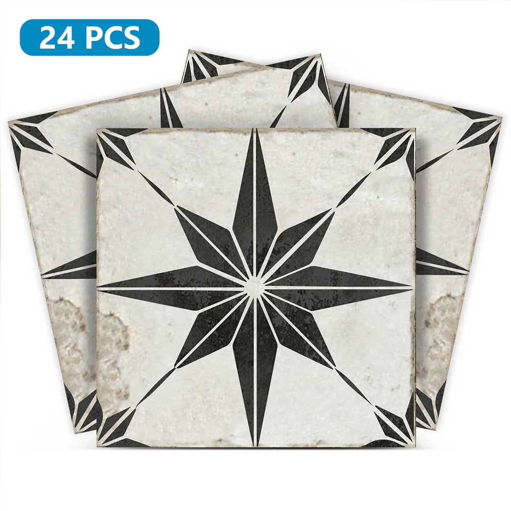 Vintage Black and White Star pattern floor suitable quick home décor Model - R11