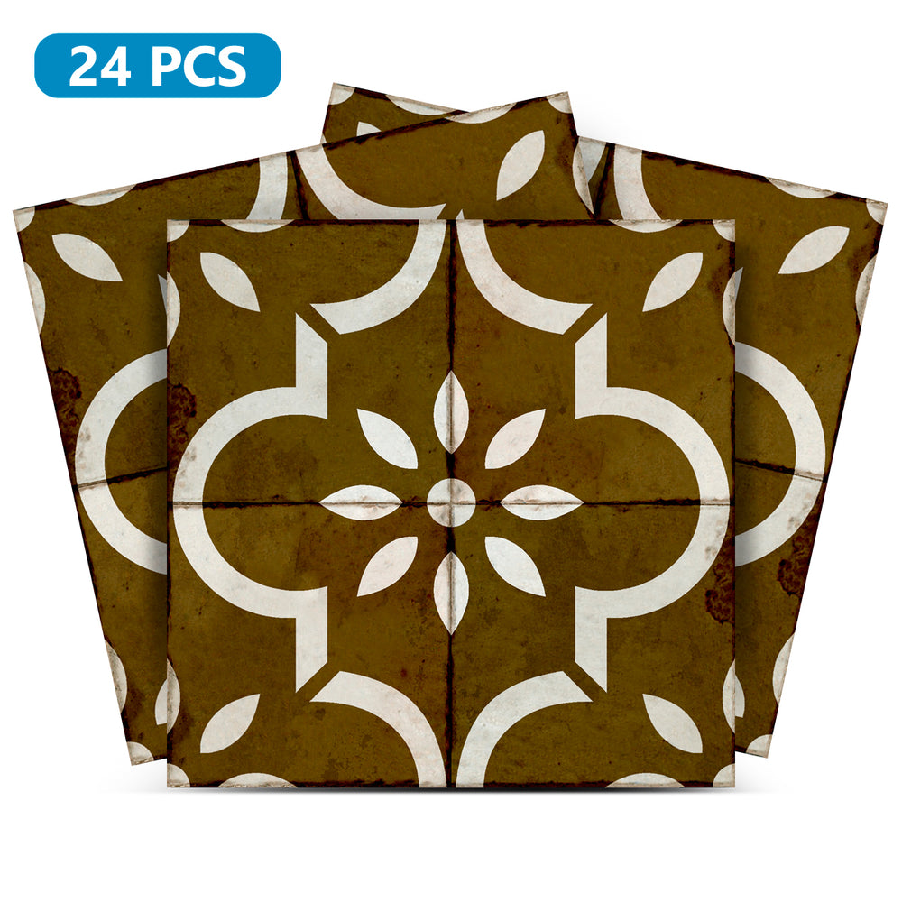 Vintage Rustic Peel and Stick Tile Stickers Brown pattern wall paper Model - R130