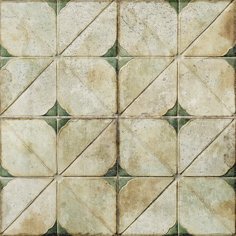Green Self-adhesive tiles Peel and stick stair treads Vintage Green and cream retro Peel and stick tile, Kitchen Trends Vintage Decor Model - R145