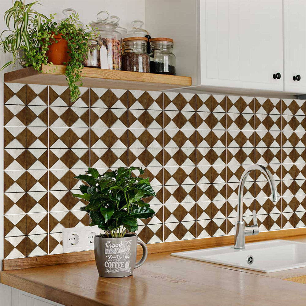 Rustic brown tile ideas for warm Tile Self-adhesive tiles Peel and stick stair treads Vintage tile Kitchen Trends brown tile backsplash Model -R152