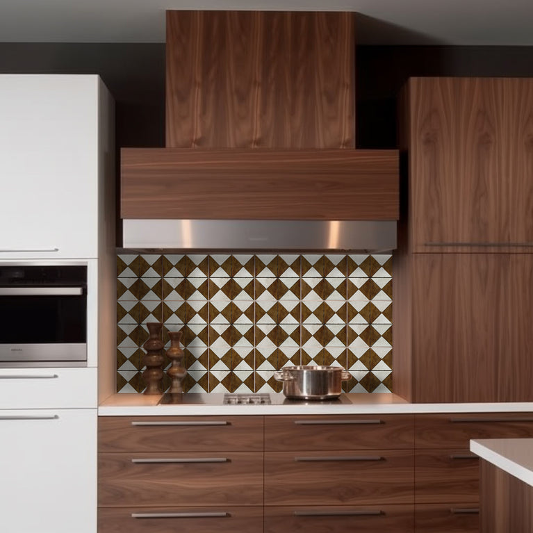 Rustic brown tile ideas for warm Tile Self-adhesive tiles Peel and stick stair treads Vintage tile Kitchen Trends brown tile backsplash Model -R152