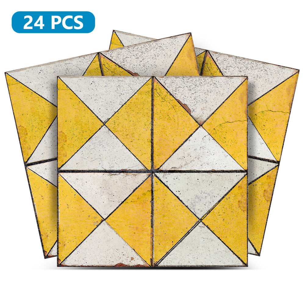 Yellow triangular pattern Tile Self-adhesive tiles Peel and stick stair treads Vintage tile, Kitchen Trends Vintage Decor Model -R160