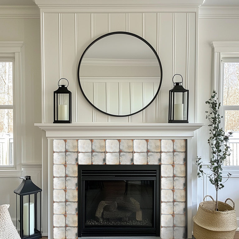 Gray Self-adhesive Tile Stickers Peel and stick stair treads Vintage tilePeel and Stick Tile Stickers for easy bathroom tiles cover Model - R161