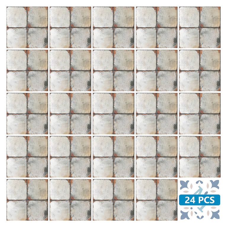 Gray Self-adhesive Tile Stickers Peel and stick stair treads Vintage tilePeel and Stick Tile Stickers for easy bathroom tiles cover Model - R161