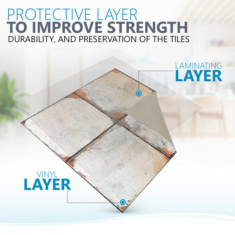 Gray Self-adhesive Tile Stickers Peel and stick stair treads Vintage tilePeel and Stick Tile Stickers for easy bathroom tiles cover Model - R161