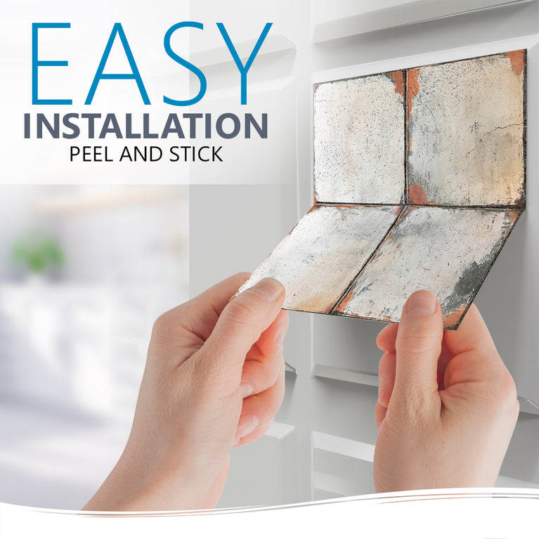 Gray Self-adhesive Tile Stickers Peel and stick stair treads Vintage tilePeel and Stick Tile Stickers for easy bathroom tiles cover Model - R161