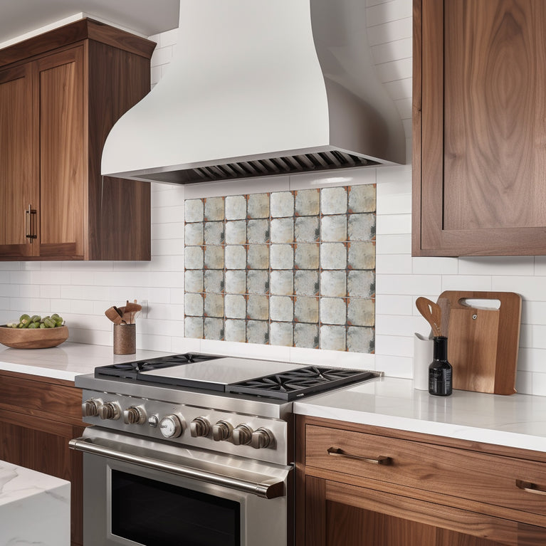 Gray Self-adhesive Tile Stickers Peel and stick stair treads Vintage tilePeel and Stick Tile Stickers for easy bathroom tiles cover Model - R161