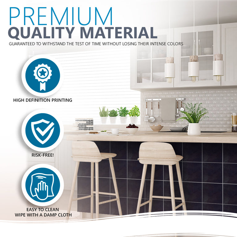 Solid Black Peel And Stick Easy Transforming Dark backsplash Model -R164