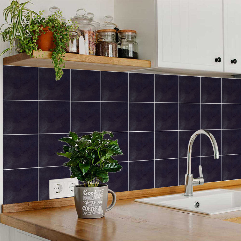 Solid Black Peel And Stick Easy Transforming Dark backsplash Model -R164