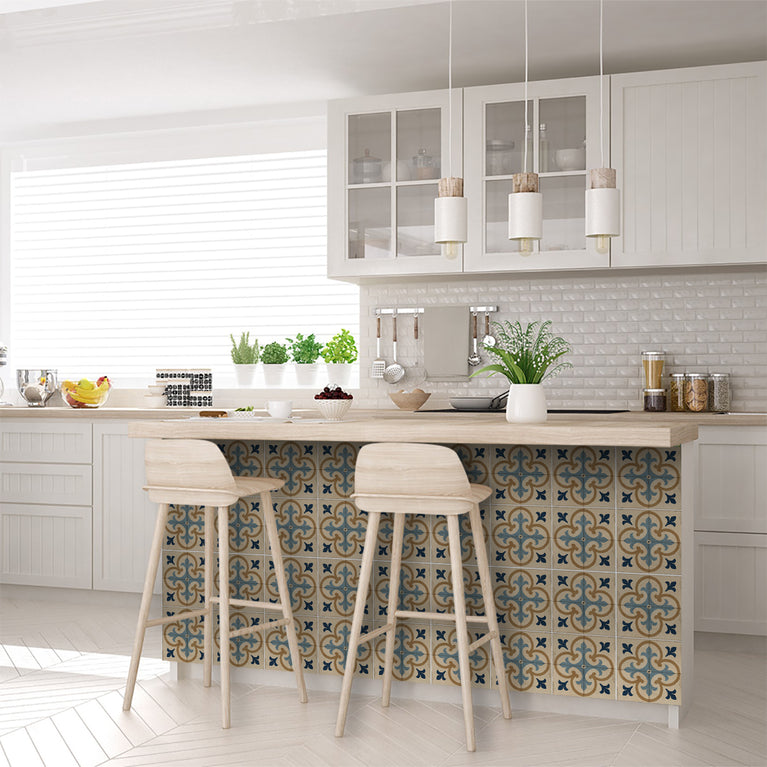 Rustic Old Vintag Beige Blue Pattern for Wall backsplash Model - R192