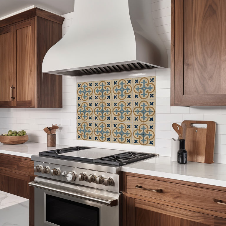 Rustic Old Vintag Beige Blue Pattern for Wall backsplash Model - R192