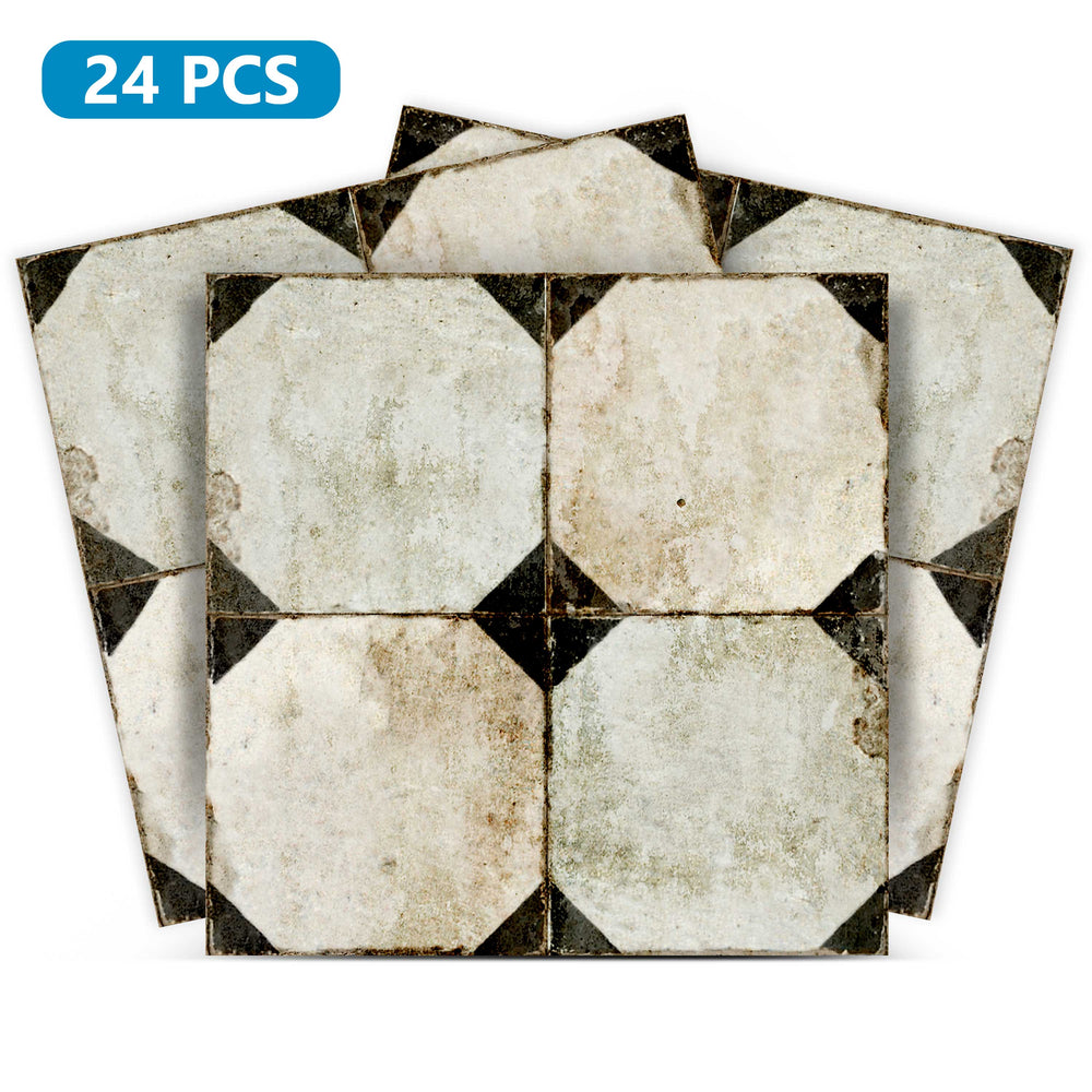 Vintage Black and White Tile Stickers heat proof kitchen backsplash Model - R27