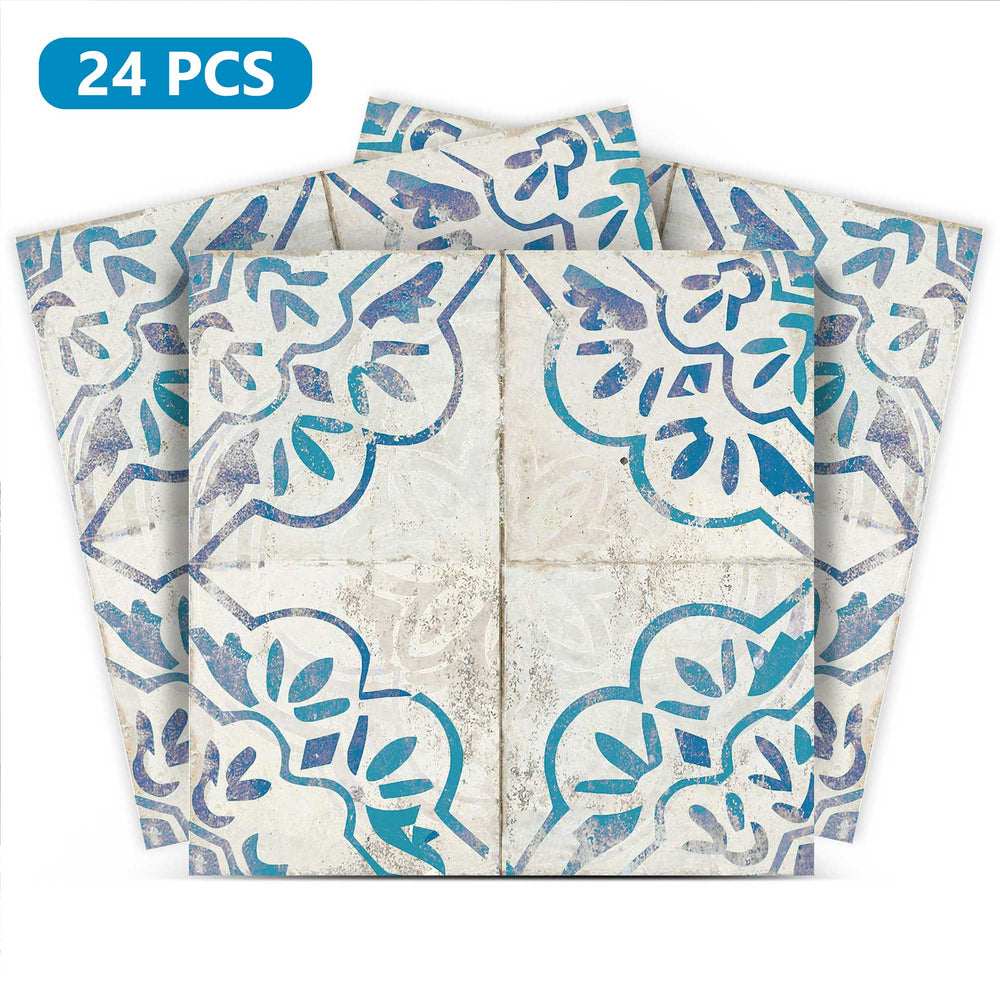 Gray and Blue vintage Stylish and Easy-to-Install Floor Tile Stickers Model - R30