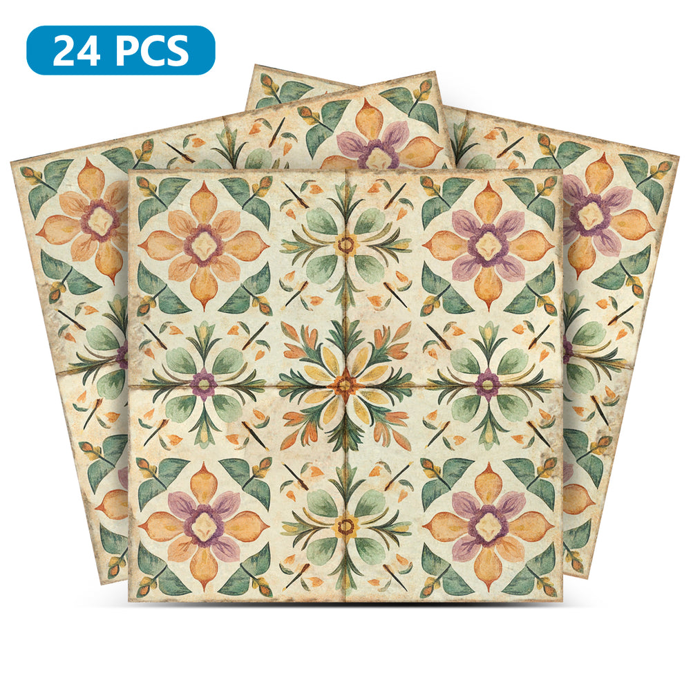 Floral Sand Earth Color Multi Design Tile Stickers Wallpaper Decal Model - R340