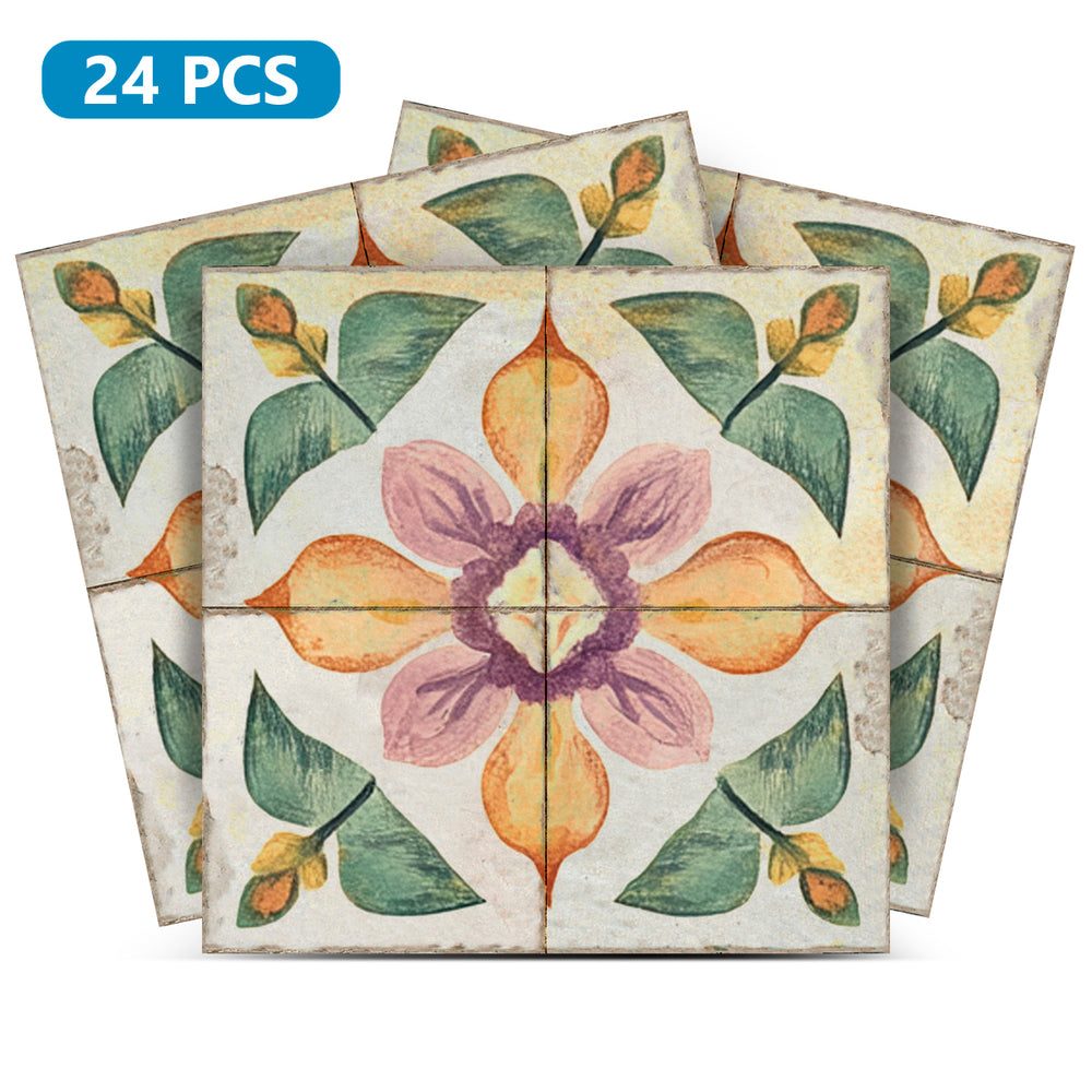 Rustic Flower Oramge Purple Backsplash for kitchen tiles makeover easy to install Model - R341