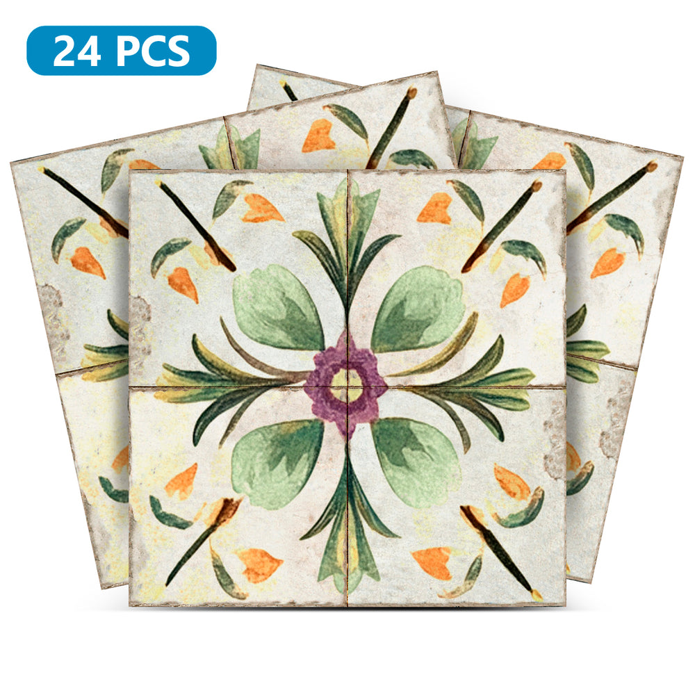 Rustic Flower Oramge Purple Backsplash for kitchen tiles makeover easy to install Model - R343