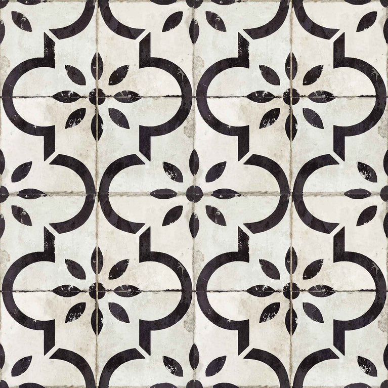 Black and White Vintage Rustic Removable Floor Tile Stickers for Renters Model- R41