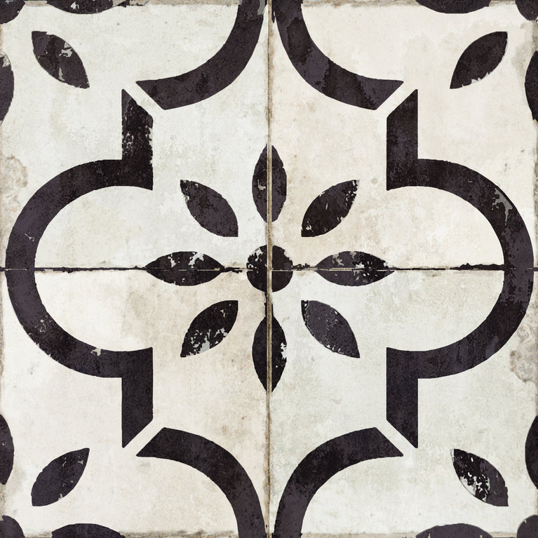 Black and White Vintage Rustic Removable Floor Tile Stickers for Renters Model- R41