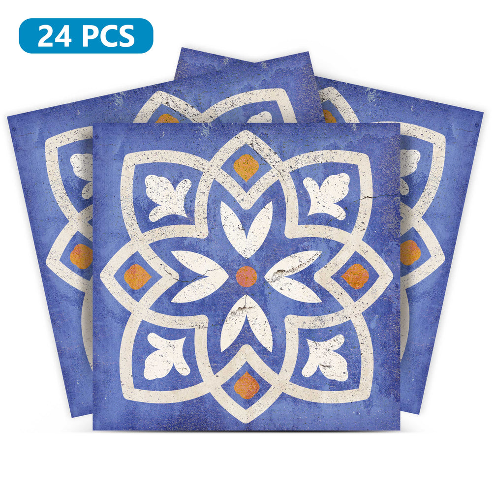 Blue backsplash flower look shape Peel and Stick Tile Stickers for kitchen décor Model - R43