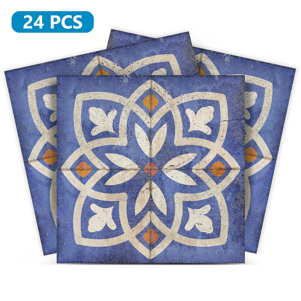 Blue Vintage Backsplash Tile Stickers easy to install for home decoration Model - R45