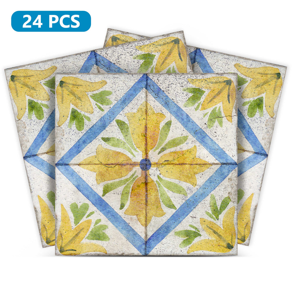 Vintage flower connecting pattern Easy-to-Install Tile stickers for kitchen Model - R49