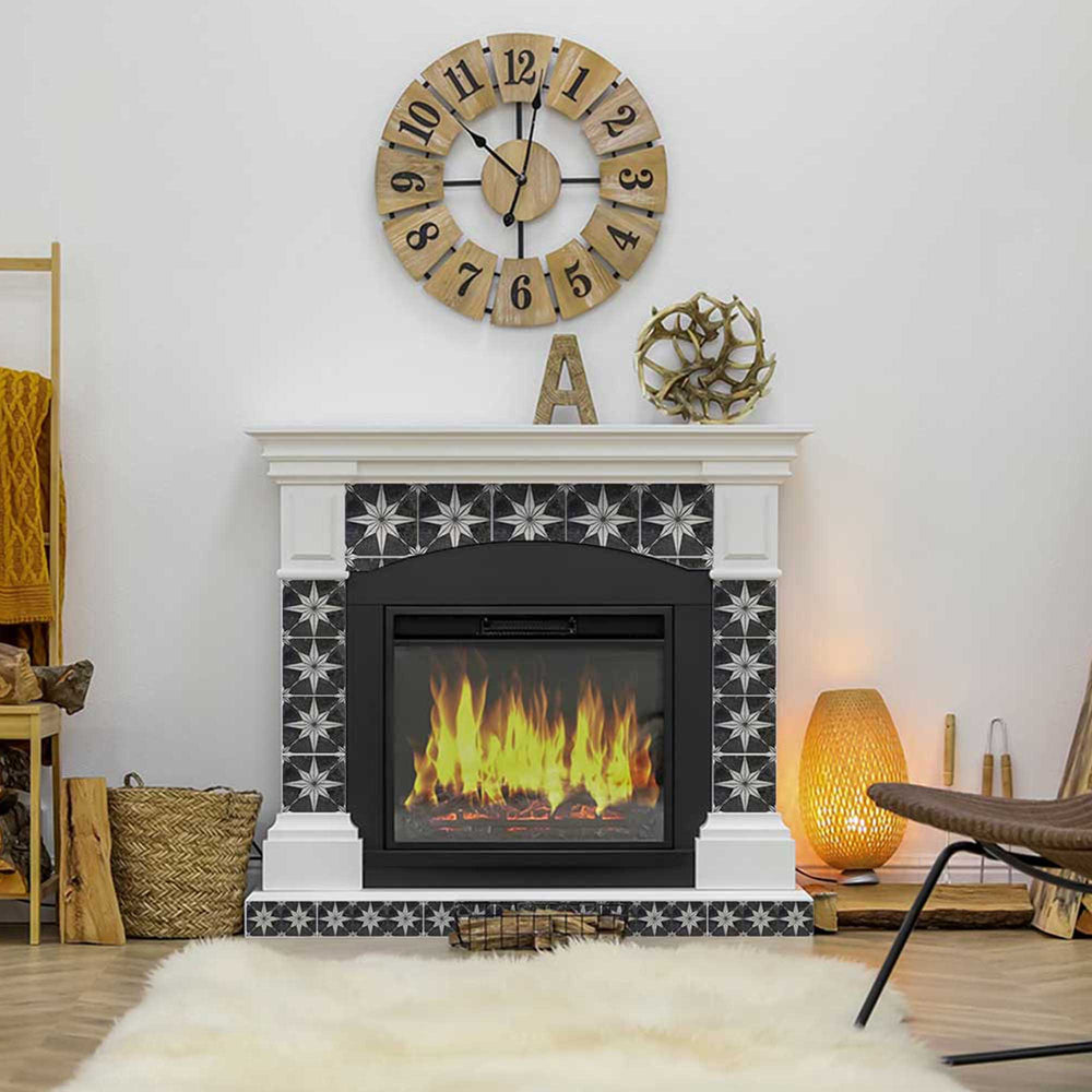 Black and White Beautiful vintage star shaped Backsplash durable stickers Model - R50