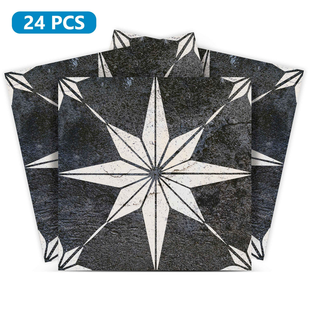 Black and White Beautiful vintage star shaped Backsplash durable stickers Model - R50