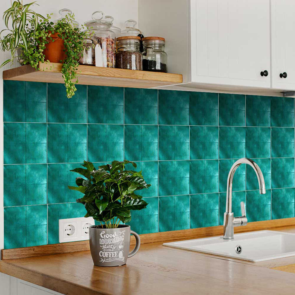 Green Turquoise Backsplash Easy to install Tile Stickers for kitchen décor Model - R54