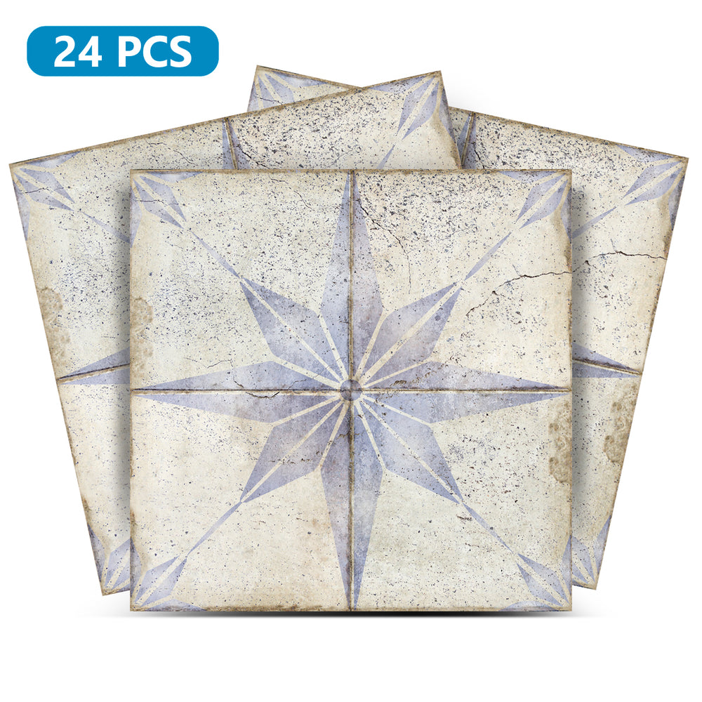 Gray and Purple Trendy Tile Stickers Vintage star shaped design Model - R56